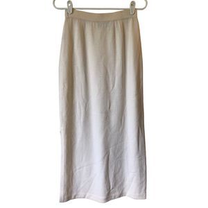 St John Evening As Is Sz 4 Cream White Elastic Waist Long Skirt SPOTS *FLAWED*